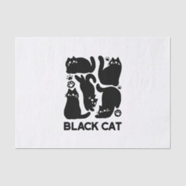 黒猫シルエット – かわいい猫デザイン 薄葉紙
