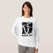 黒猫シルエット – かわいい猫デザイン Tシャツ (正面フル)