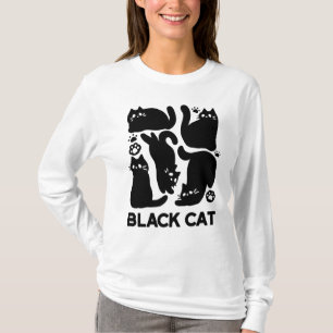黒猫シルエット – かわいい猫デザイン Tシャツ