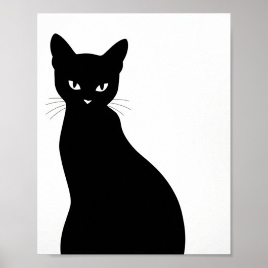 黒猫シルエット ウォールアート ポスター (正面)