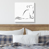黒猫シルエット キャンバスプリント (インサイチュ (寝室))
