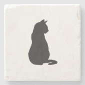 黒猫シルエット ストーンコースター (正面)