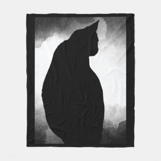 黒猫シルエット フリースブランケット