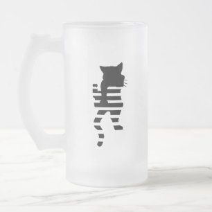 黒猫シルエット フロストグラスビールジョッキ