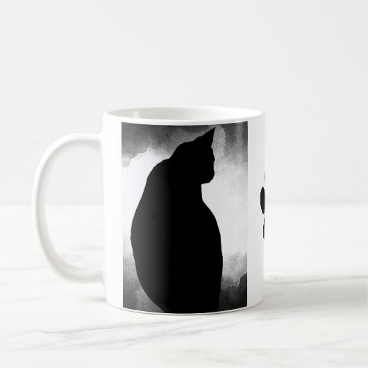 黒猫シルエット(前足) コーヒーマグカップ (左)