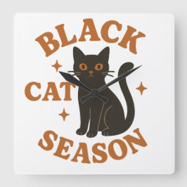 黒猫シーズン スクエア壁時計