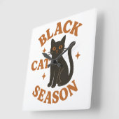黒猫シーズン スクエア壁時計 (傾斜)