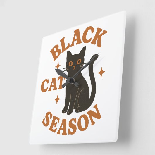 黒猫シーズン スクエア壁時計 (傾斜)