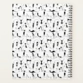 黒猫シームレスパターン名前をカスタムする プランナー手帳 (裏面)