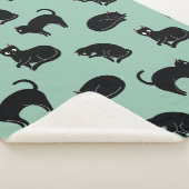 黒猫シームレスパターン シェルパブランケット (3/4)