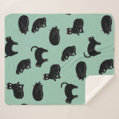 黒猫シームレスパターン シェルパブランケット (正面(横))