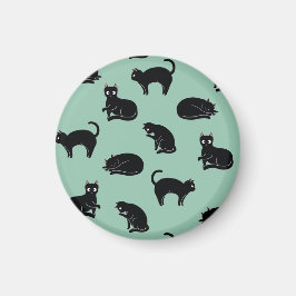 黒猫シームレスパターン マグネット