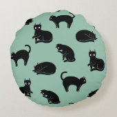 黒猫シームレスパターン ラウンドクッション (裏面)