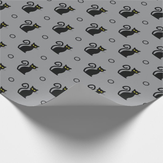 黒猫シ不気味ームレスグレーラッピング紙 ラッピングペーパー (角)