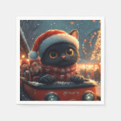 黒猫ジェットコースター クリスマス スタンダードカクテルナプキン (正面)