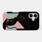 黒猫ジオメトリック iPhone 16ケース (裏面横)