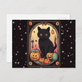 黒猫ジャックオランタンタロットハロウィーン シーズンポストカード (正面/裏面)