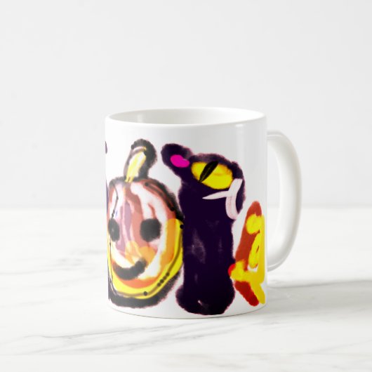 黒猫ジャックオランタン可愛い コーヒーマグカップ (正面右)