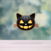 黒猫ジャックオランタン絵文字クラシックTシャツ アクリルサイン (ニュートラル)