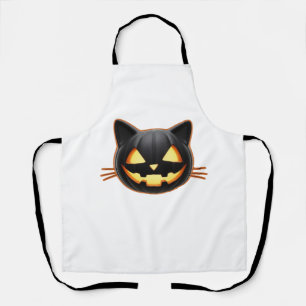 黒猫ジャックオランタン絵文字クラシックTシャツ エプロン