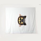 黒猫ジャックオランタン絵文字クラシックTシャツ タペストリー (正面(横))