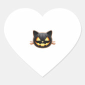 黒猫ジャックオランタン絵文字クラシックTシャツ ハートシール (正面)