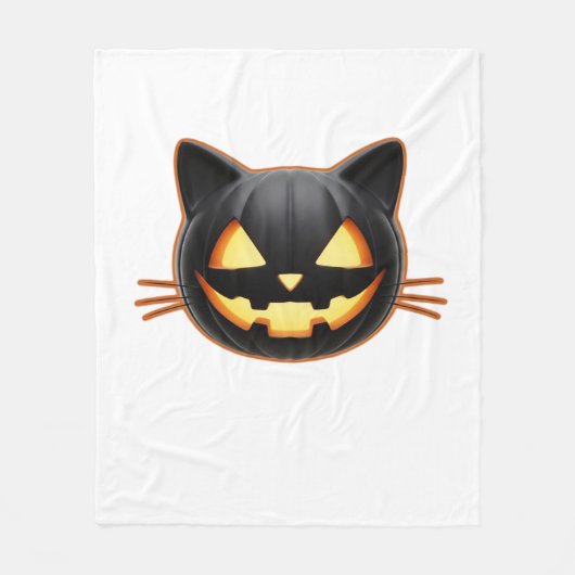 黒猫ジャックオランタン絵文字クラシックTシャツ フリースブランケット (正面)