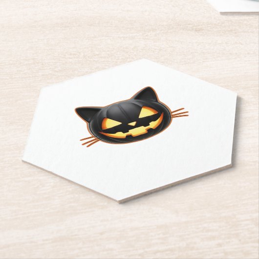 黒猫ジャックオランタン絵文字クラシックTシャツ ペーパーコースター (アングル)