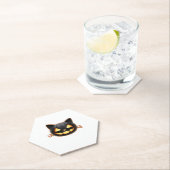 黒猫ジャックオランタン絵文字クラシックTシャツ ペーパーコースター (インサイチュ)