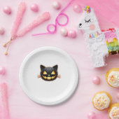 黒猫ジャックオランタン絵文字クラシックTシャツ ペーパープレート (パーティー)