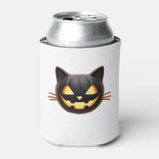 黒猫ジャックオランタン絵文字クラシックTシャツ 缶クーラー (缶正面)