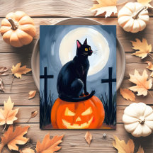 黒猫ジャックオーランタンハロウィンペイントデザイン