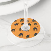 黒猫ジャック・オランタンハロウィーン模様 ワイングラスタグ (クローズアップ)