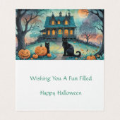 黒猫ジャック・オ・ランタン不気味・ハウス・ハロウィン (内部フラット)