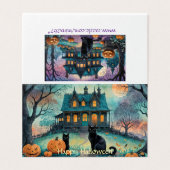 黒猫ジャック・オ・ランタン不気味・ハウス・ハロウィン (外部フラット)