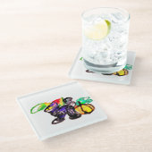 黒猫ジョイ秋 ガラスコースター (アングル)