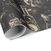 黒猫スカルとポイズンハロウィーン ラッピングペーパー (ロールコーナー)