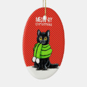 黒猫スカーフミョーリークリスマス セラミックオーナメント (右)