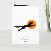 黒猫スクールハロウィン飛んでいるアートカード カード (裏面)