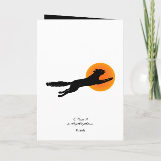 黒猫スクールハロウィン飛んでいるアートカード カード (裏面)