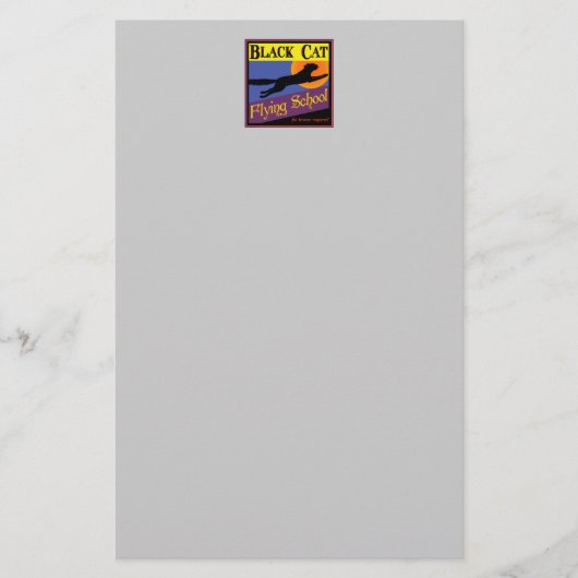 黒猫スクールハロウィン飛んでいる文房具 便箋 (正面)