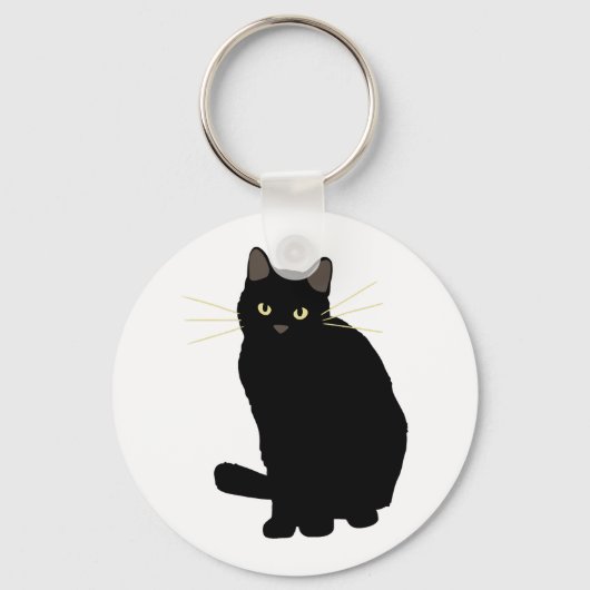 黒猫スケッチかわいい黒猫ママ猫好き キーホルダー (正面)