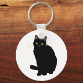 黒猫スケッチかわいい黒猫ママ猫好き キーホルダー (正面)
