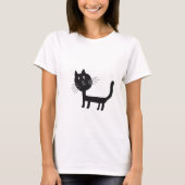 黒猫スケッチ女子Tシャツ Tシャツ (正面)