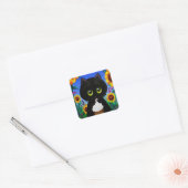 黒猫ステッカー制作 スクエアシール (封筒)