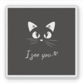 黒猫ステッカー見た猫シール シール (正面)
