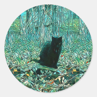 黒猫ステッカー ラウンドシール