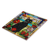 黒猫ステンドグラス装飾瓦 タイル (側面)