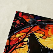 黒猫ステンドグラス赤不気味 ビーチタオル (インサイチュ)