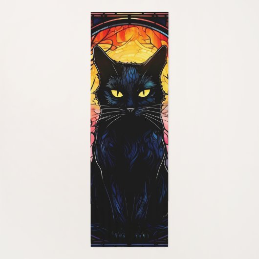黒猫ステンドグラス赤不気味 ヨガマット (裏面)